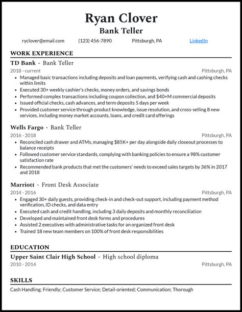 bank teller resume examples|7 Bank Teller Resumes That Got the Job in 2024 .